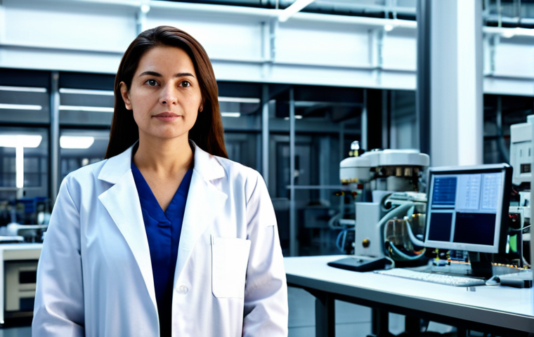 에이지오브제트 전투력 상승 비결 - **Prompt:** A professional female engineer in a fully clothed, modest lab coat, standing in a high-t...